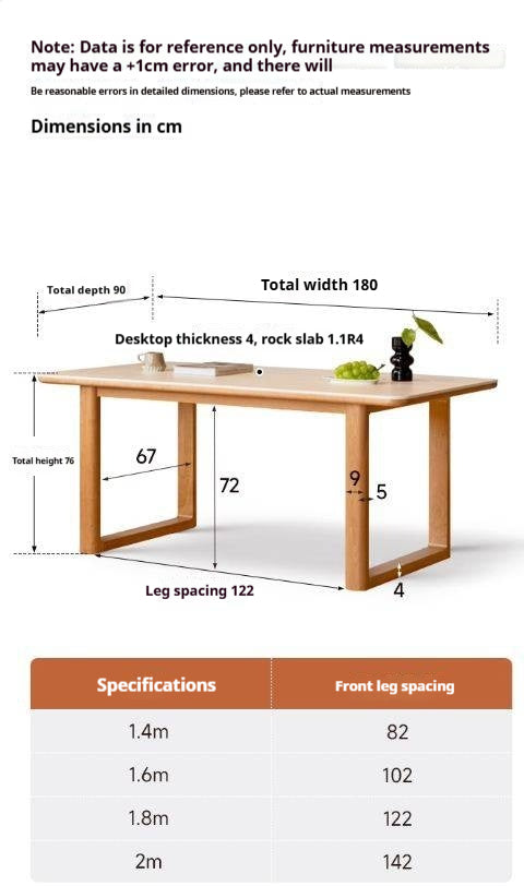Cherry Solid Wood Retro Rock Board Dining Table