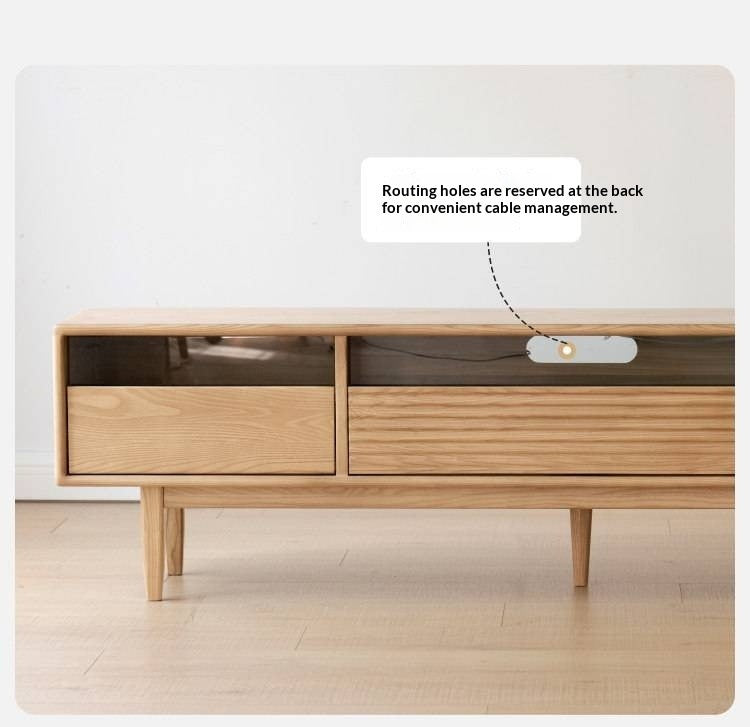 Ash Solid Wood Floor Modern Rock Board TV Cabinet.