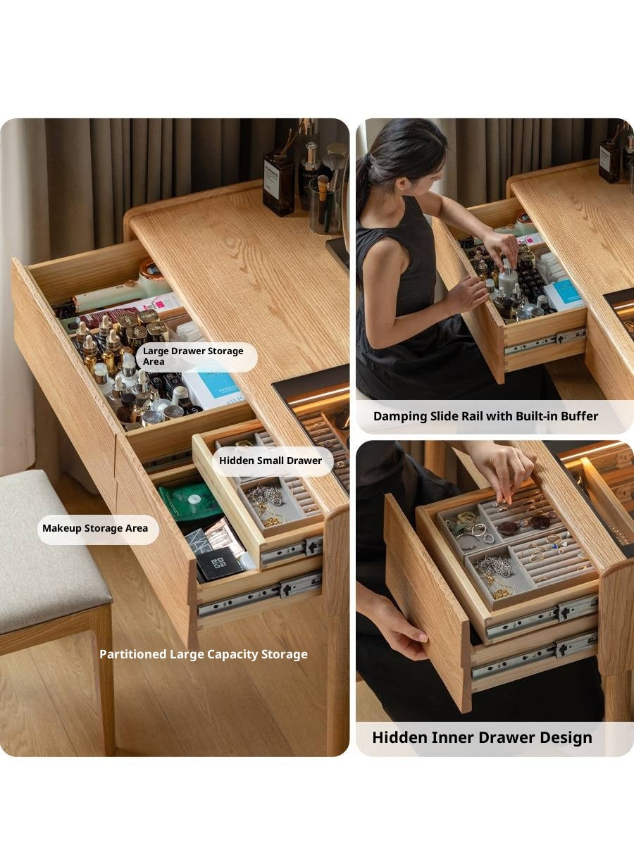 Oak Solid Wood Modern Minimalist Multifunctional Dressing Table