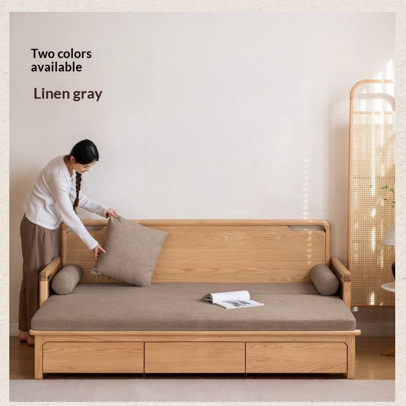 Oak Solid Wood Retractable Multifunctional Box Sofa Bed.