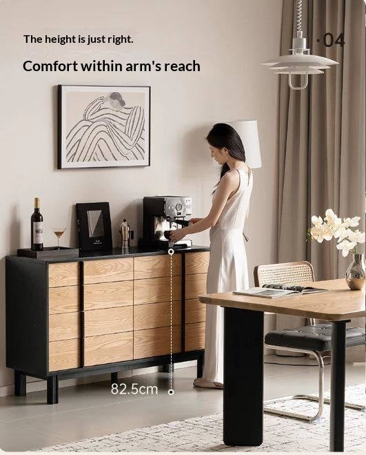 Ash Solid Wood Minimalist Chest of Drawers with Eight Drawers