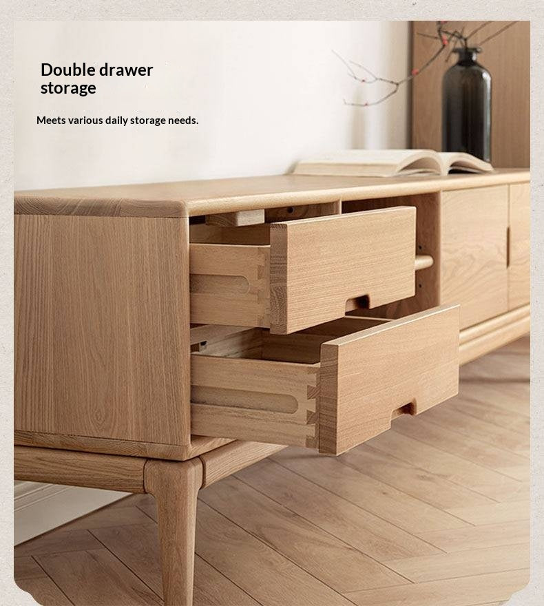 Ash Solid Wood Simple Floor TV Cabinet.