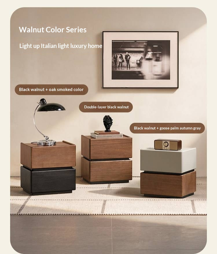 Solid RubberWood Two-Tone Nightstand