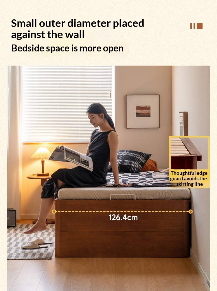 Rubberwood Solid Wood Kids’ Platform Bed and Hidden Storage