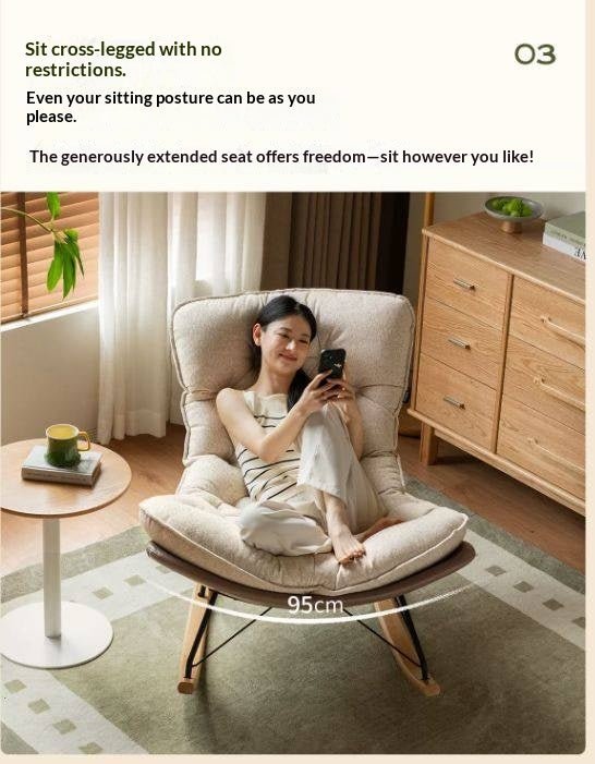 Solid Wood Modern Eggshell Rocking Chair beech legs