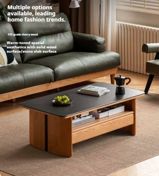 Black Walnut Solid Wood Rock Plate Coffee Table