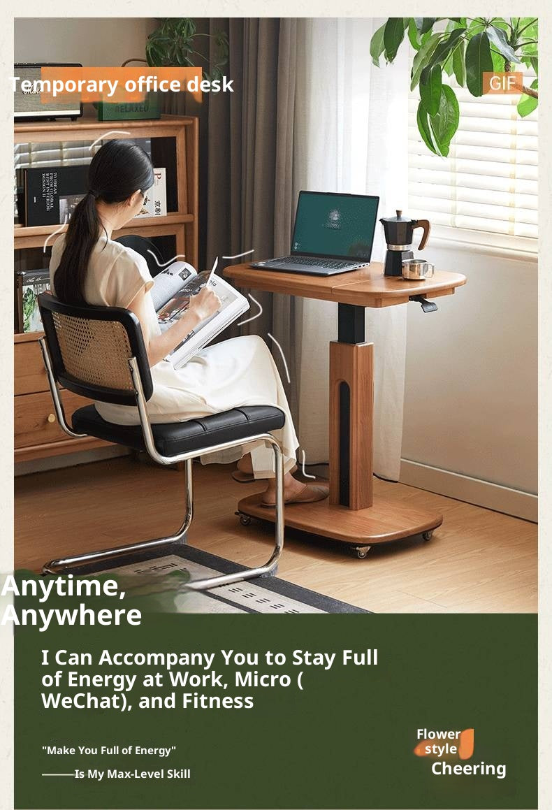 Cherry, Oak Solid Wood Elevating Desk Study Unit Mobile Desk