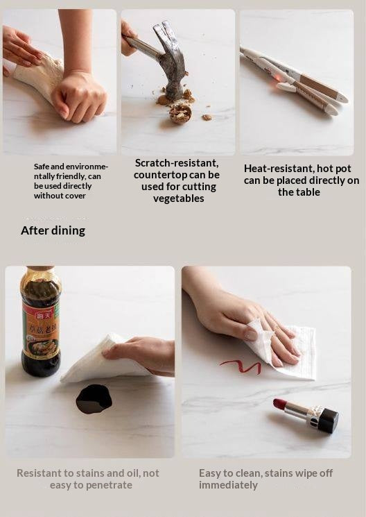 Ash Solid Wood Rock Plate Dining Table with Rotary Wheel