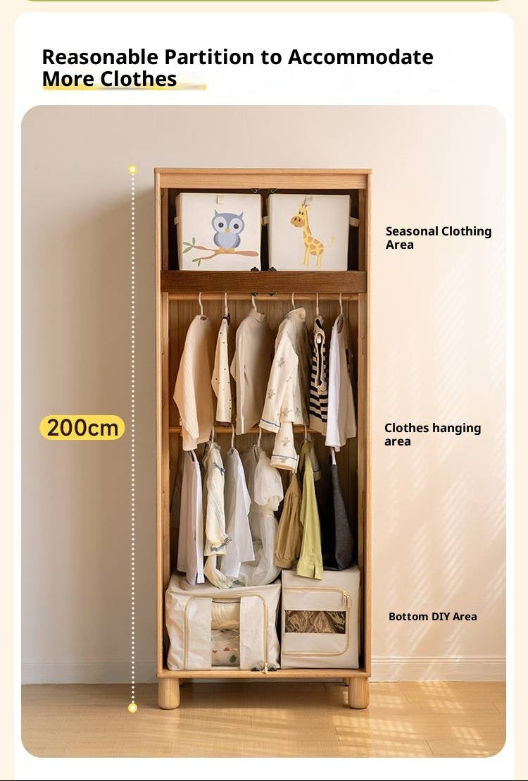 Oak Solid Wood Original Wood Style Children's Wardrobe