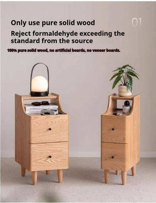Ash, Oak Solid Wood, Solid RubberWood Modern Nightstand.