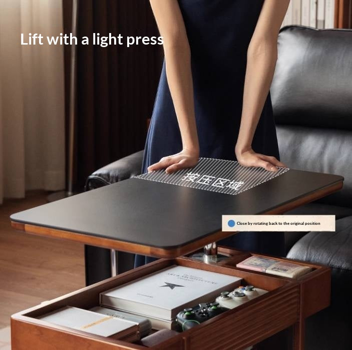 Poplar Solid Wood Elevating Rock Board Side Table