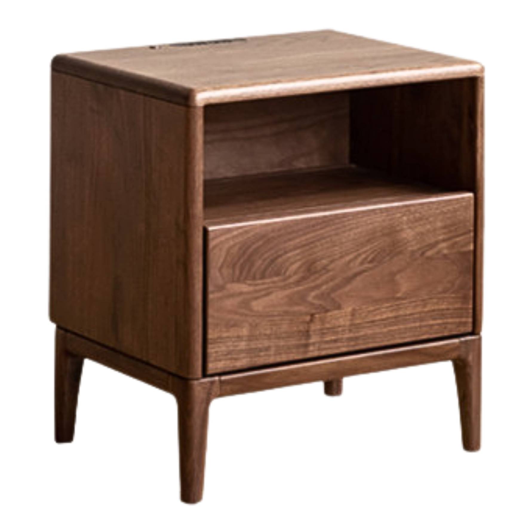 Black walnut, Ash solid wood nightstand with light: