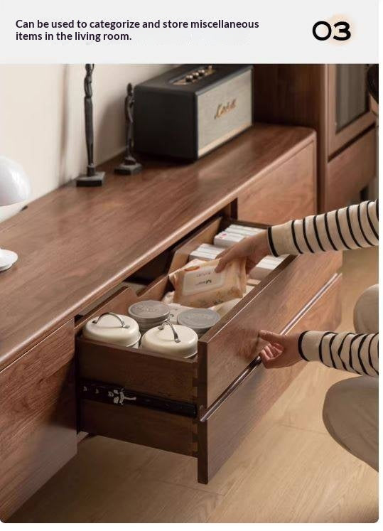 Black Walnut, Solid Sandalwood TV Cabinet Modern Simple.