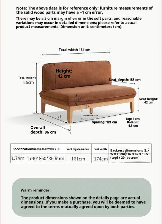 Oak Solid Wood Fabric Sofa