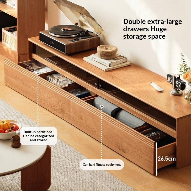 Cherry Solid Wood Floor TV Cabinet