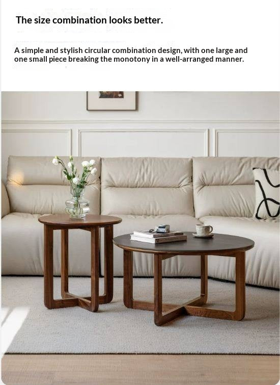 Black Walnut Solid Wood Combination Coffee Table Rock Surface