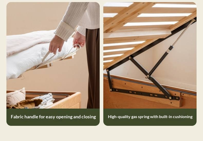 Cherry Solid Wood Storage Bed with Side Storage Drawers