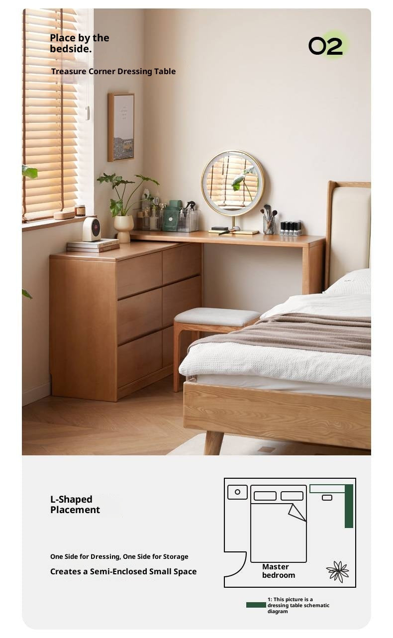 Poplar Solid Wood Modern Minimalist Rotatable Dressing Table