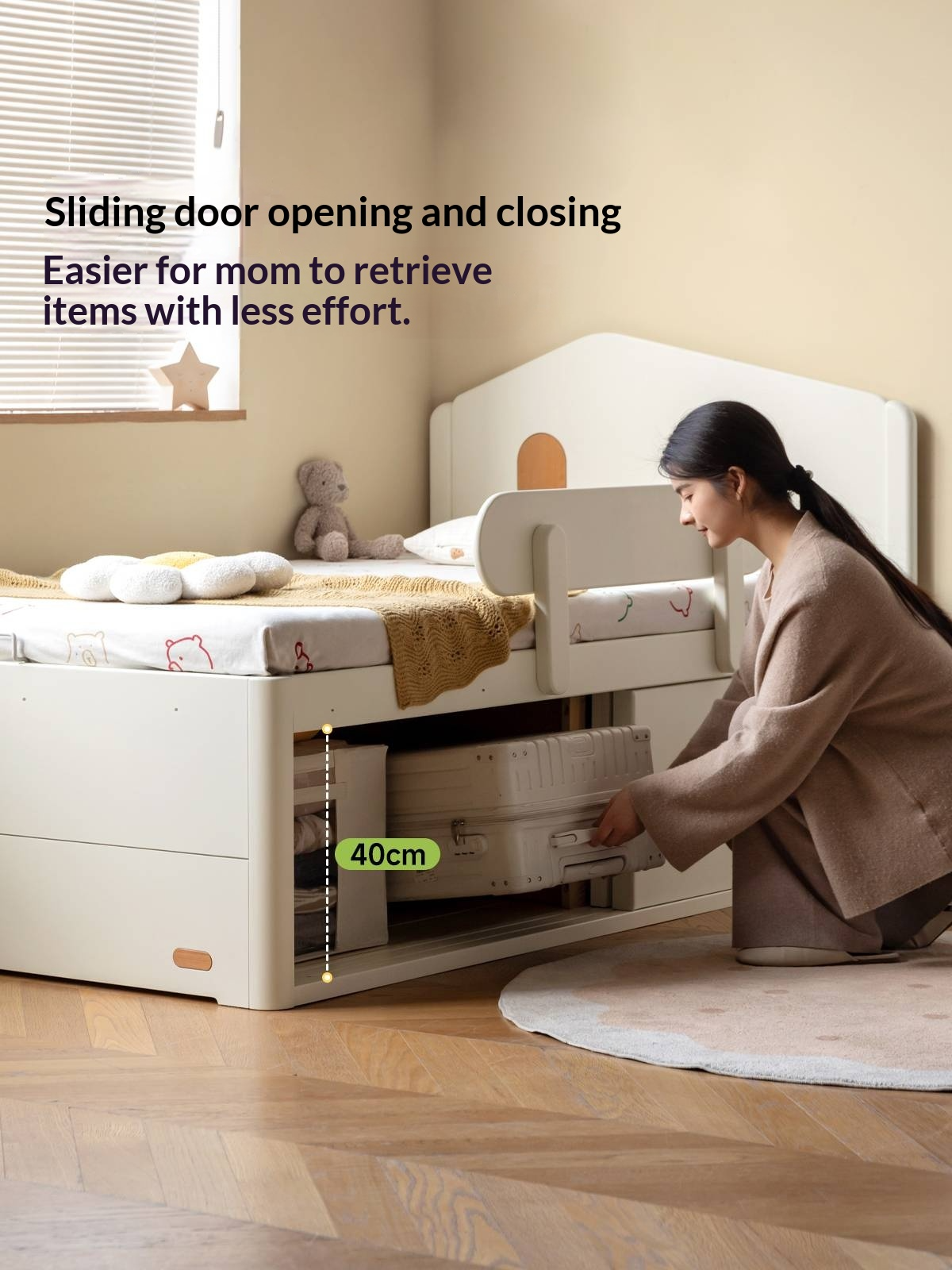 Rubberwood Solid Wood Children's White Storage Box Bed