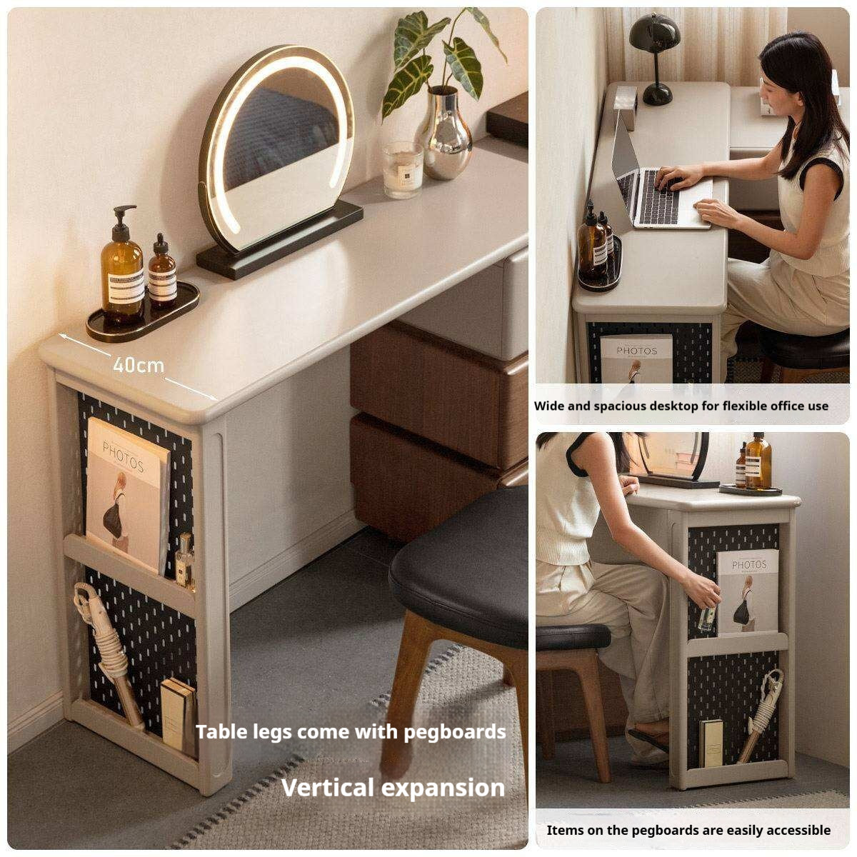 Black Walnut, Poplar Solid Wood Vanity Table Modern Italian Design