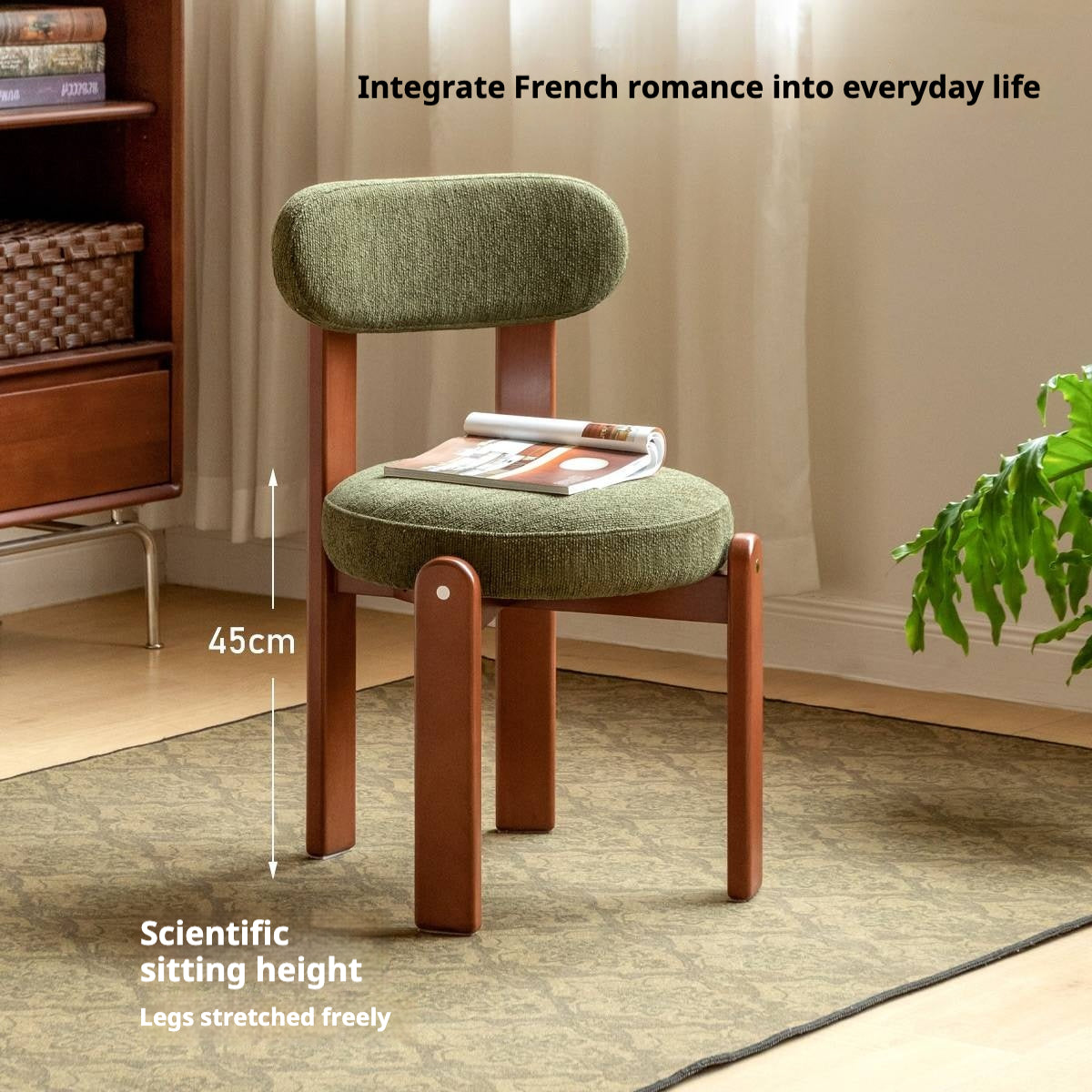 Beech, Solid Rubberwood Retro Style Dining Chair