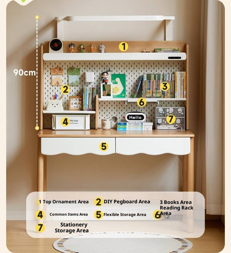 Beech Solid Wood Children's Desk Adjustable Writing Desk
