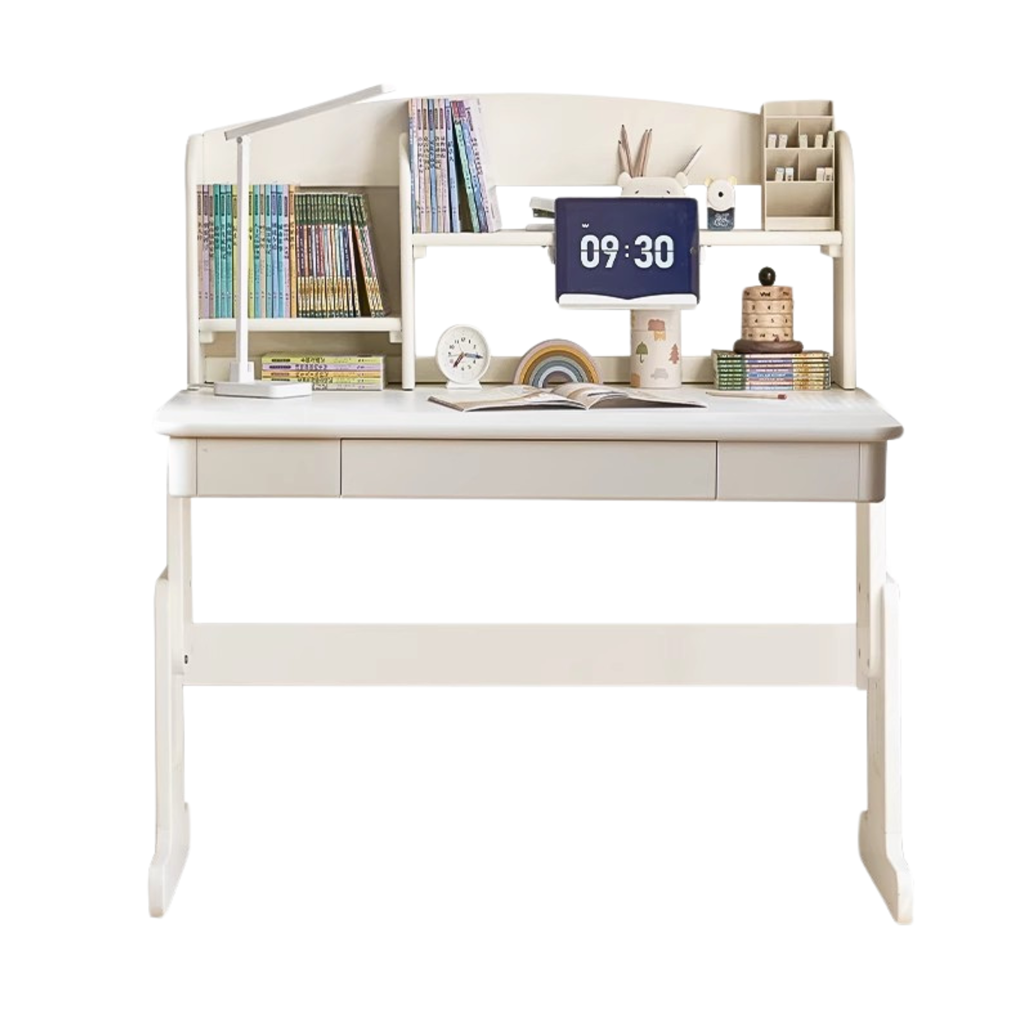 Beech Solid wood lift study desk  adjustable white children's desk