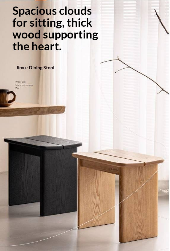 Ash Solid Wood Wabi-Sabi Style Square Chairs