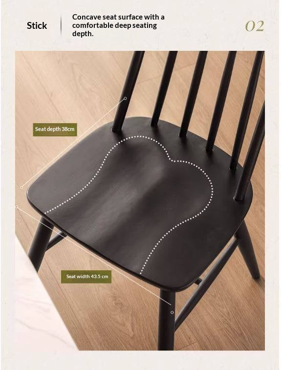 4 pcs -Solid RubberWood Windsor Dining Chair, Modern Spindle Back Chair, Scandinavian Farmhouse Style Kitchen