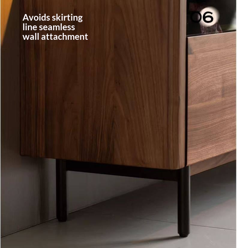 Black Walnut Solid Wood Italian Light Luxury TV Cabinet.