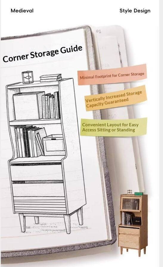 Oak Solid Wood Modern Style Side Cabinet