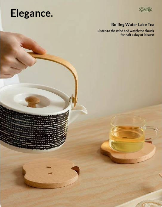 Black Walnut, Beech Solid Wood Creative Apple Shaped Coaster