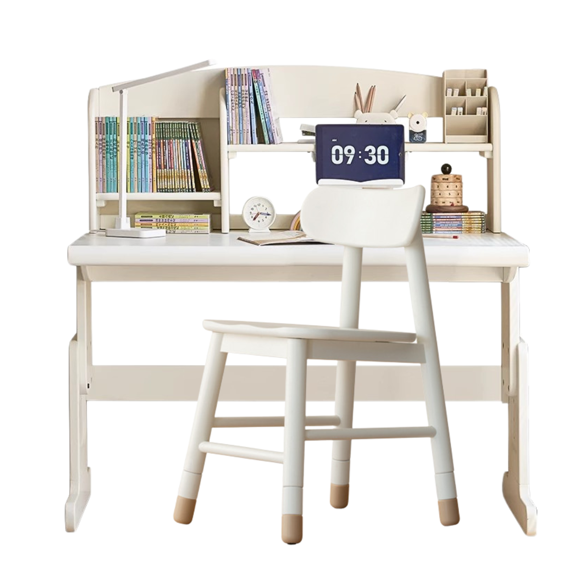 Beech Solid wood lift study desk  adjustable white children's desk