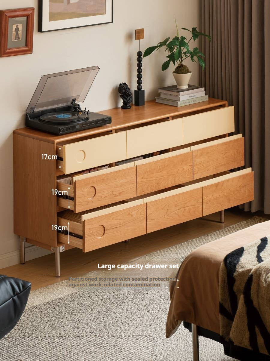 Cherry, Poplar Solid Wood Modern Minimalist Chest of Drawers