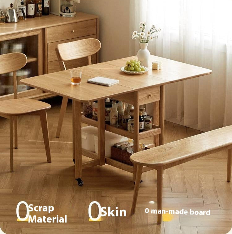 Oak Solid Wood Nordic Folding Rock Plate Dining Table