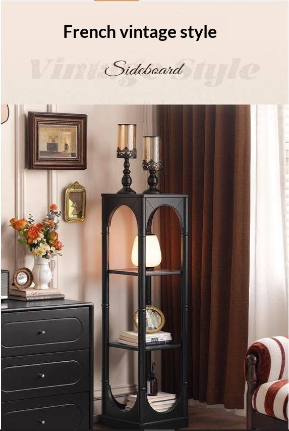 Solid Rubberwood, Tulipwood Solid Wood French Retro Corner Bookcase