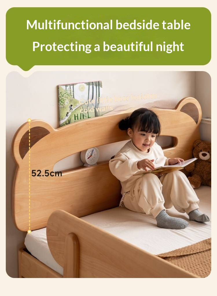 Beech Solid Wood Children's Night Light Storage Loft Bed