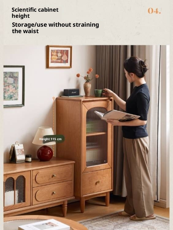 Cherry Solid Wood Vintage Style Side Cabinet