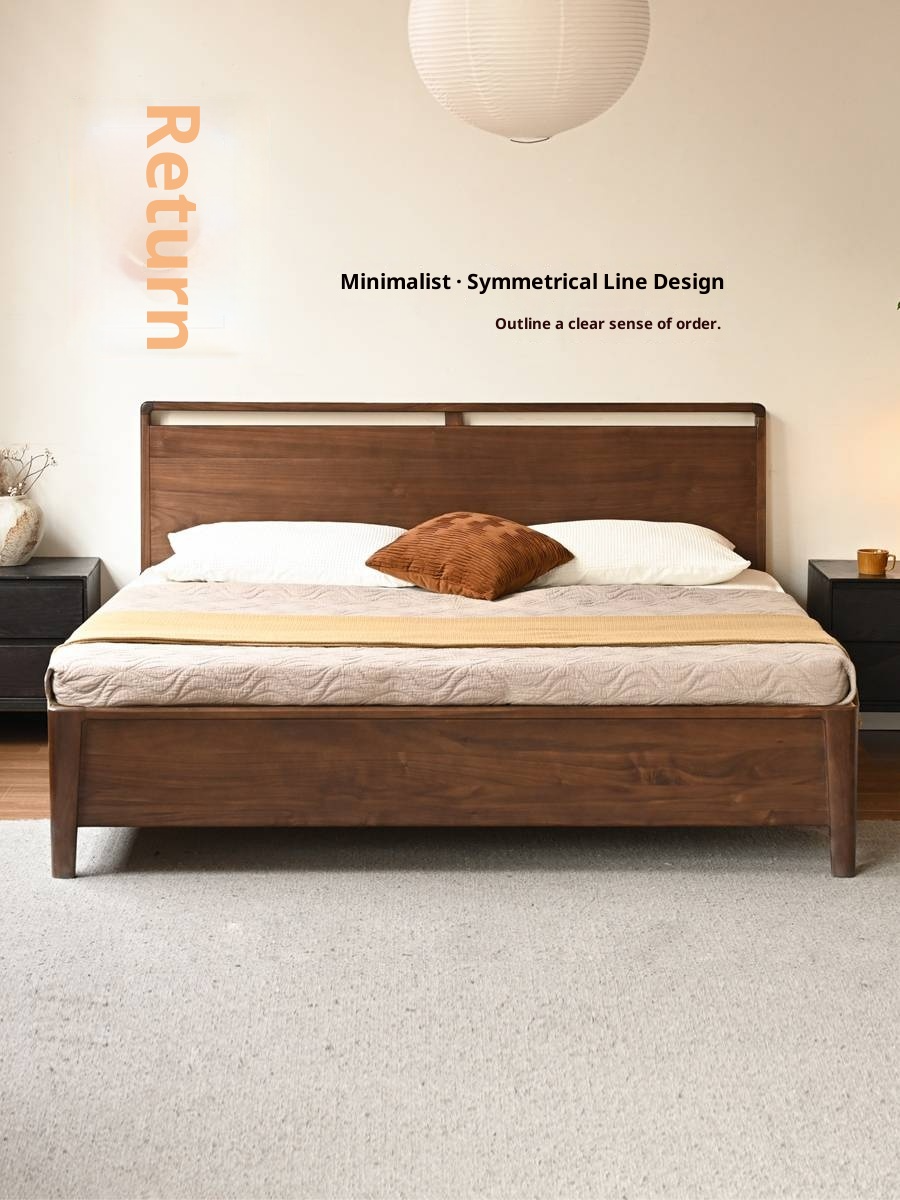 Black Walnut Solid Wood Light Luxury Box Bed