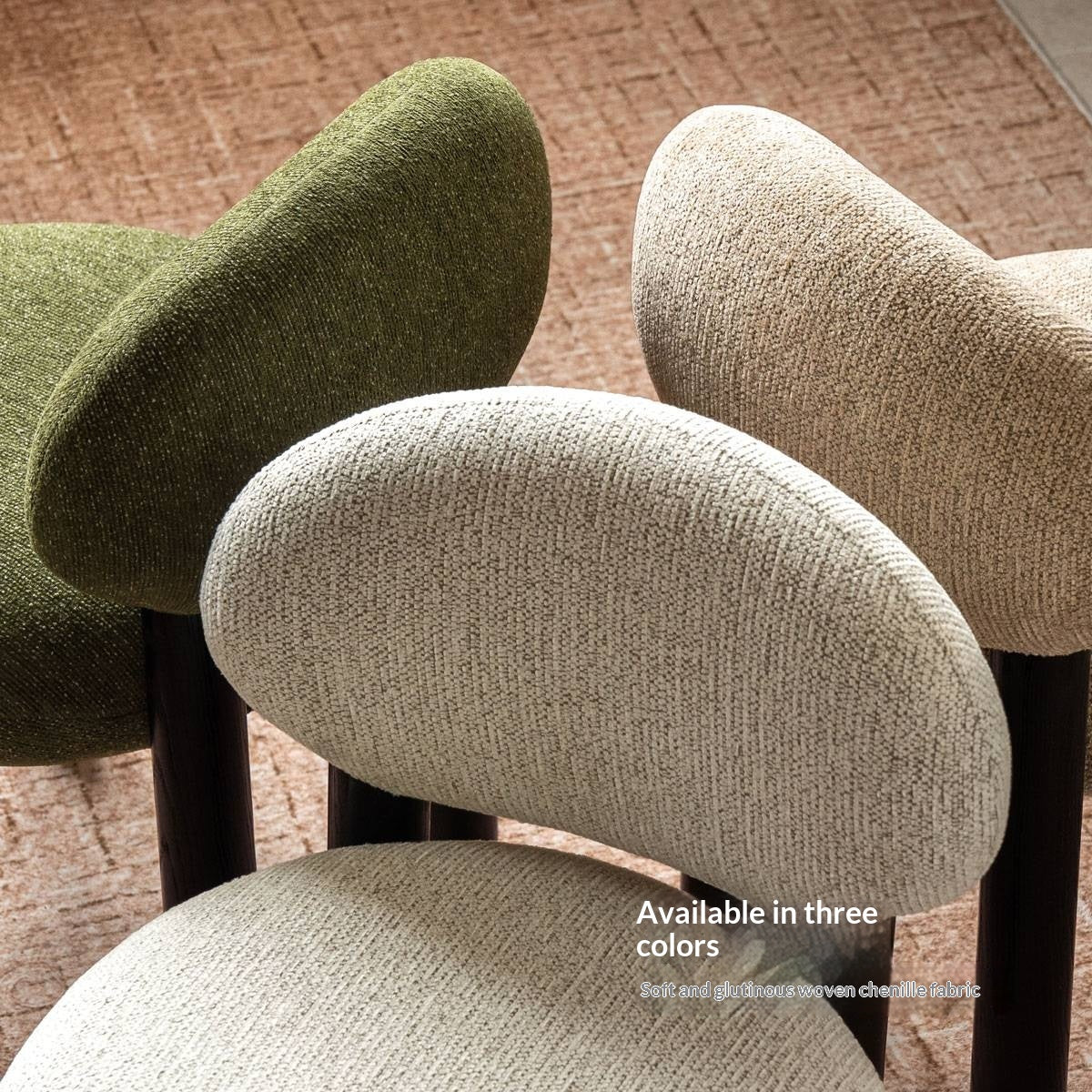 Ash Solid Wood Pebble Chenille Accent Chair with Cylindrical Legs