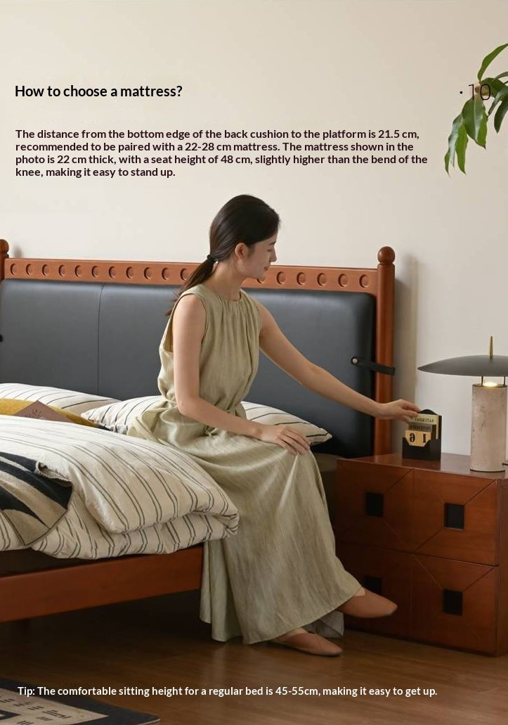 Poplar Solid Wood Vintage Soft Backrest Bed