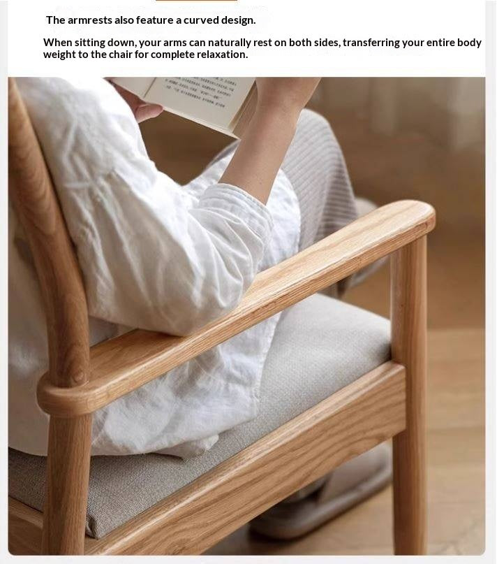 Oak Solid Wood Backrest Soft Chair