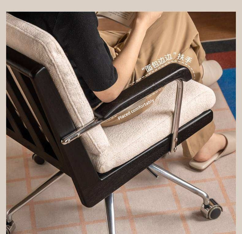 Oak Solid Wood Office Chair with Adjustable Back and Ergonomic Design