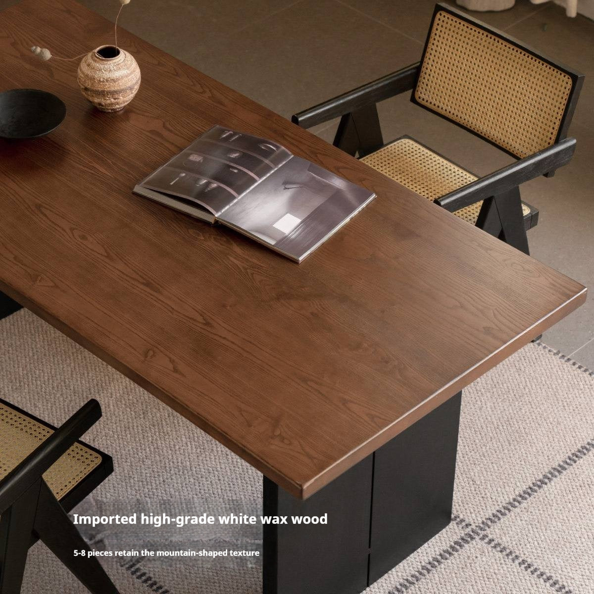 Ash, Black Walnut Solid Wood Dining Table with Wide Board and Natural Edges