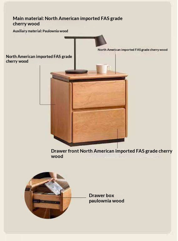 Cherry Solid Wood Retro Nightstand