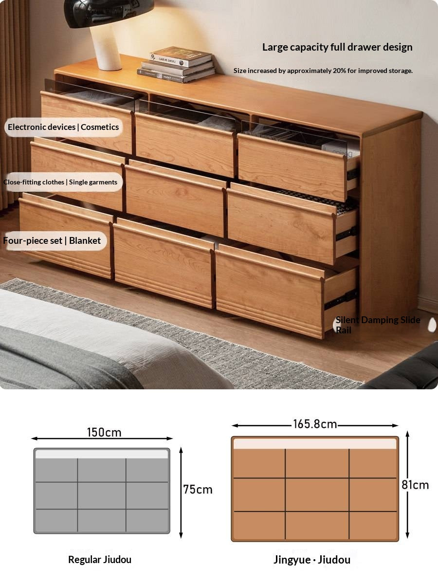 Cherry Solid Wood Nine Drawers Drawer Cabinet.