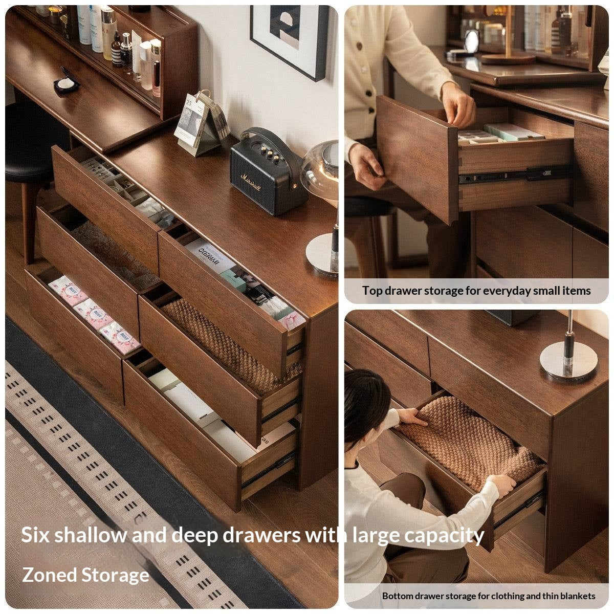 Solid Longan Hardwood Modern Minimalist Vanity Table