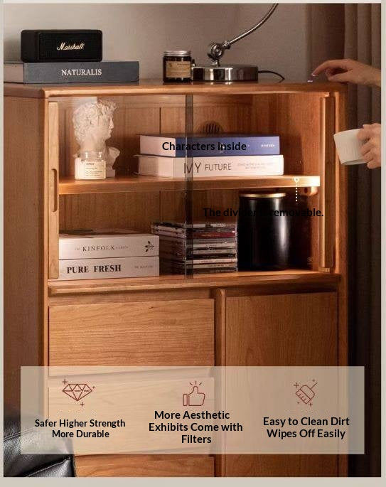 Cherry Solid Wood Mid-range Style Side Cabinet.