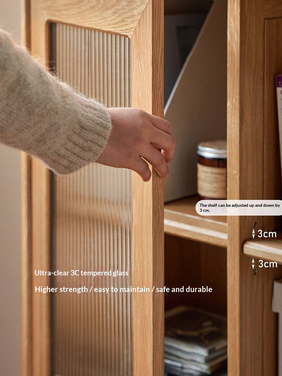 Red Oak, Ash Solid Wood Side Cabinet.