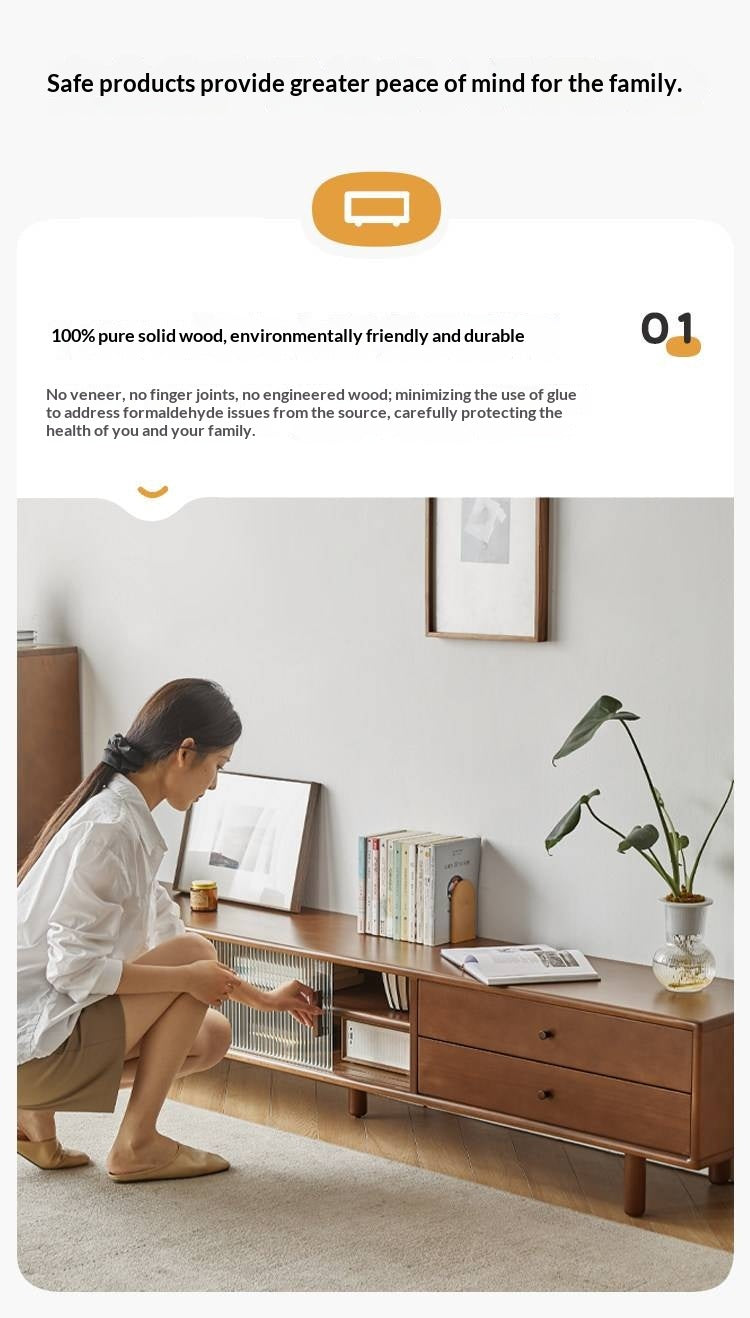 Beech Solid Wood Large TV Cabinet.